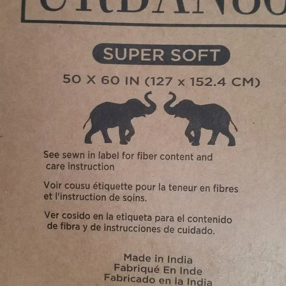 URBAN86 100% Cotton Throw Herringbone Pattern Black/Cream with Fringe NWT - Picture 3 of 4